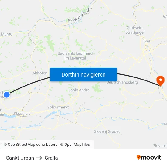 Sankt Urban to Gralla map