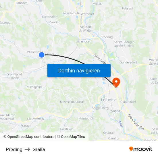 Preding to Gralla map