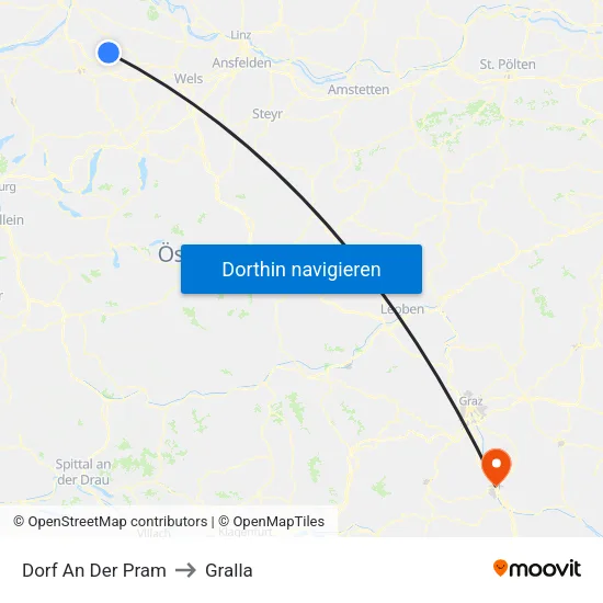 Dorf An Der Pram to Gralla map