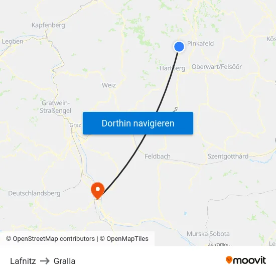 Lafnitz to Gralla map