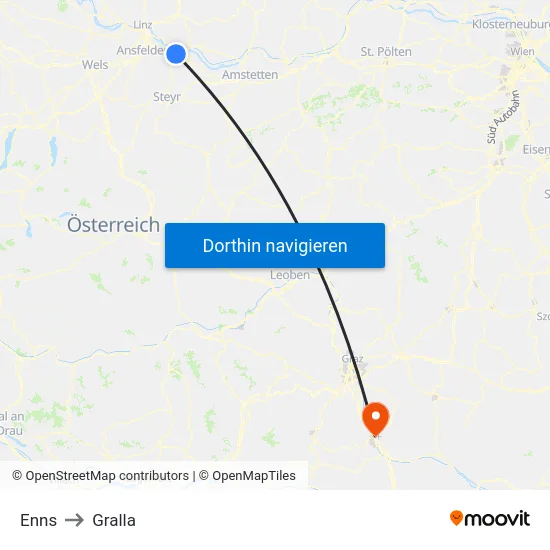Enns to Gralla map