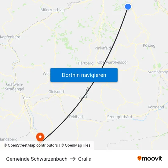 Gemeinde Schwarzenbach to Gralla map