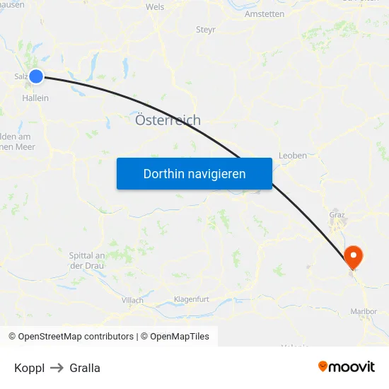 Koppl to Gralla map