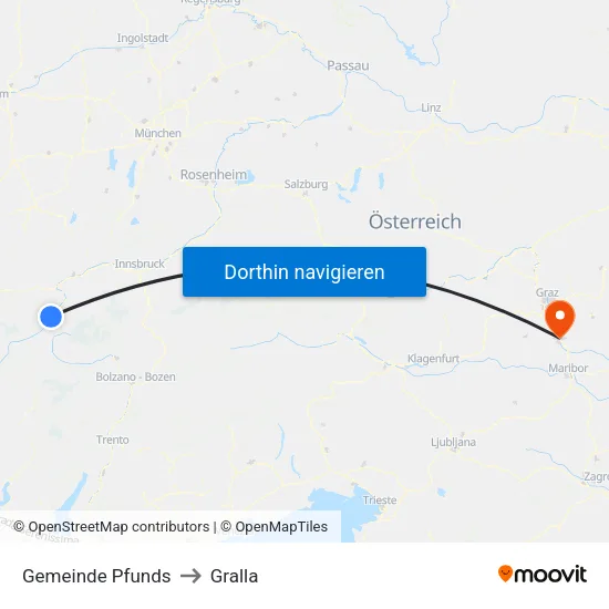 Gemeinde Pfunds to Gralla map