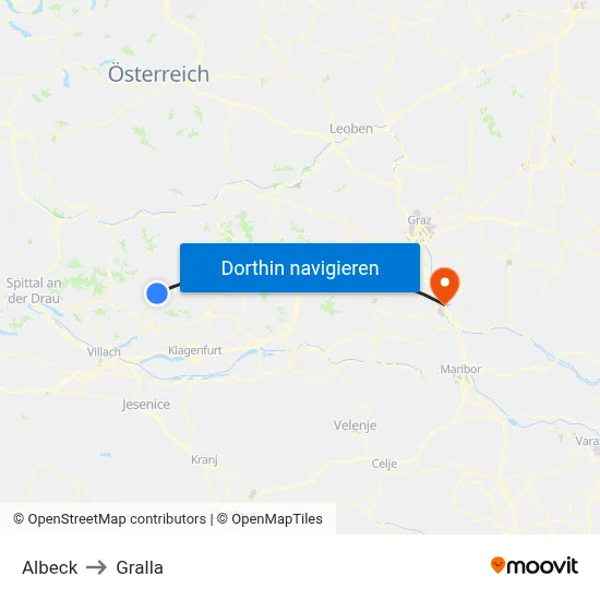 Albeck to Gralla map