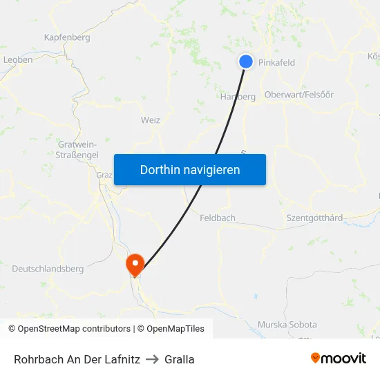 Rohrbach An Der Lafnitz to Gralla map