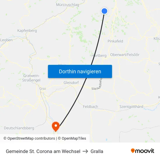 Gemeinde St. Corona am Wechsel to Gralla map
