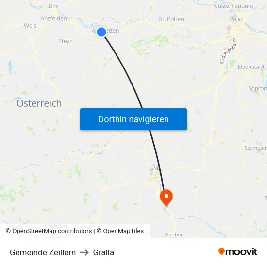 Gemeinde Zeillern to Gralla map