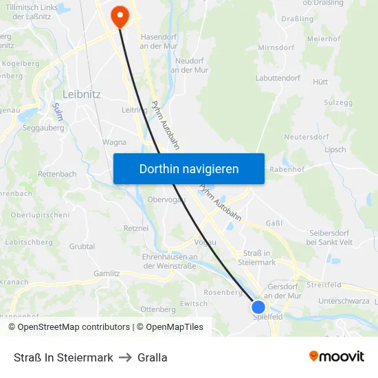 Straß In Steiermark to Gralla map