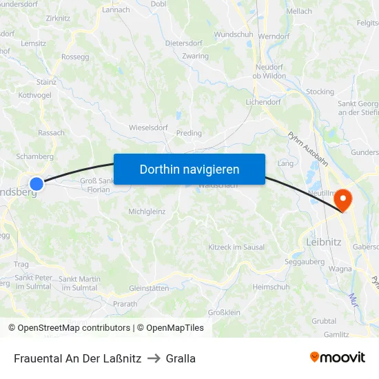 Frauental An Der Laßnitz to Gralla map