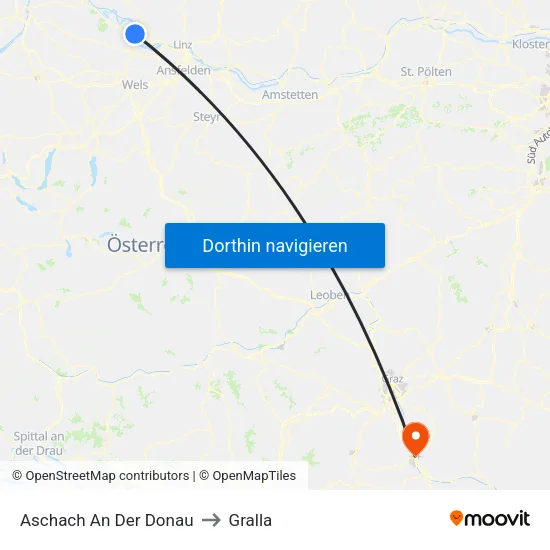 Aschach An Der Donau to Gralla map