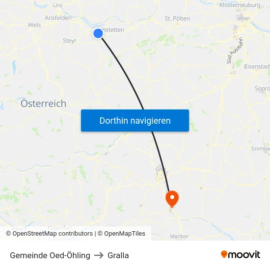Gemeinde Oed-Öhling to Gralla map