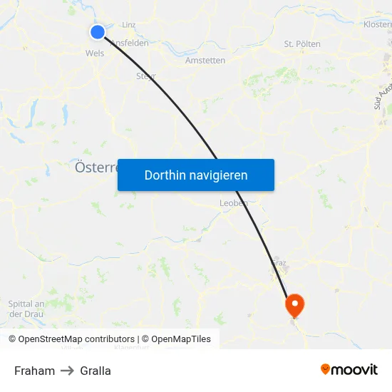 Fraham to Gralla map