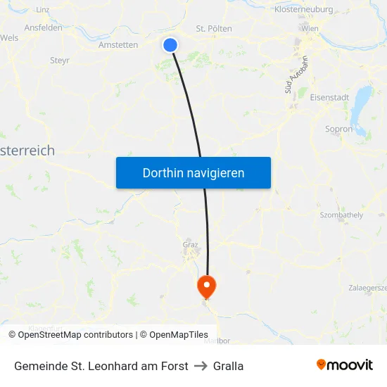 Gemeinde St. Leonhard am Forst to Gralla map