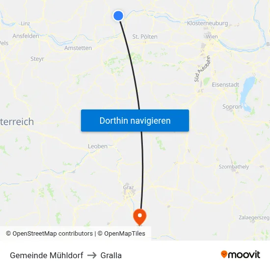 Gemeinde Mühldorf to Gralla map