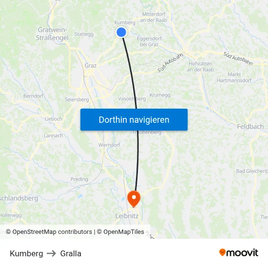 Kumberg to Gralla map