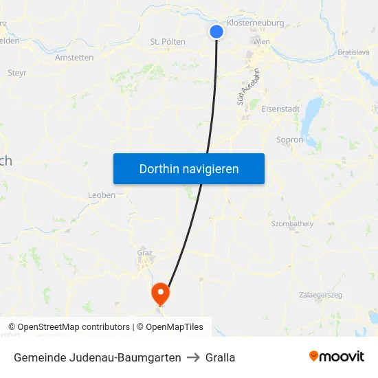 Gemeinde Judenau-Baumgarten to Gralla map