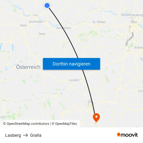 Lasberg to Gralla map