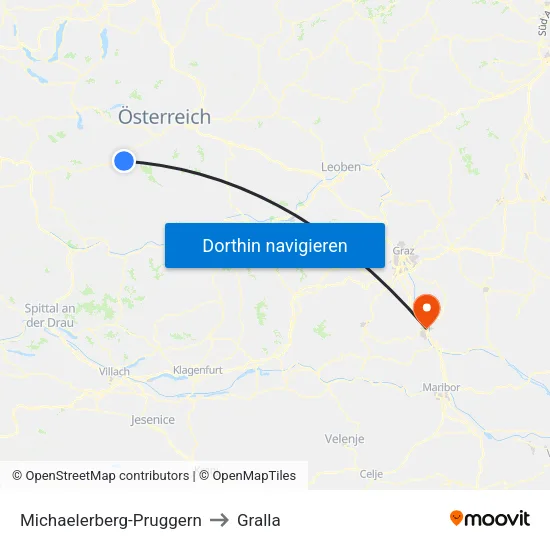 Michaelerberg-Pruggern to Gralla map