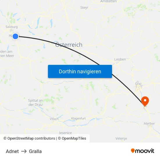 Adnet to Gralla map
