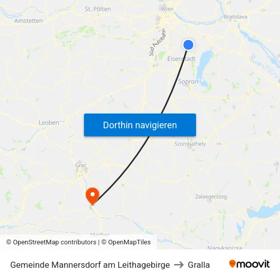 Gemeinde Mannersdorf am Leithagebirge to Gralla map