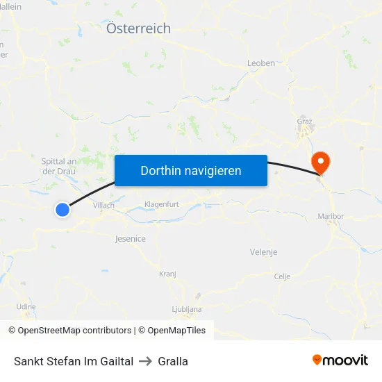 Sankt Stefan Im Gailtal to Gralla map