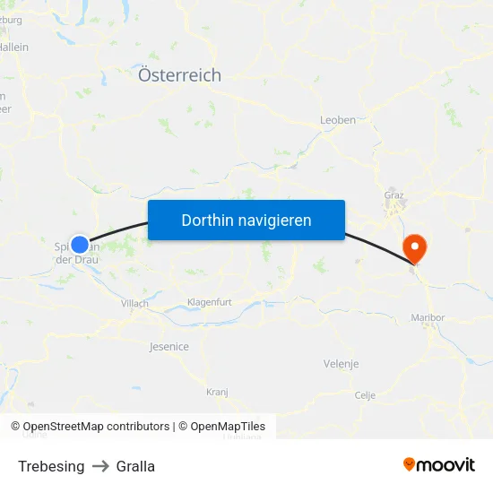 Trebesing to Gralla map