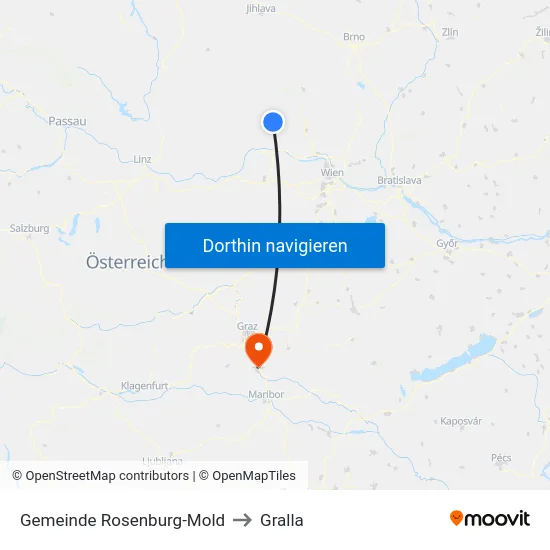 Gemeinde Rosenburg-Mold to Gralla map