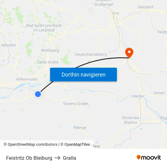 Feistritz Ob Bleiburg to Gralla map