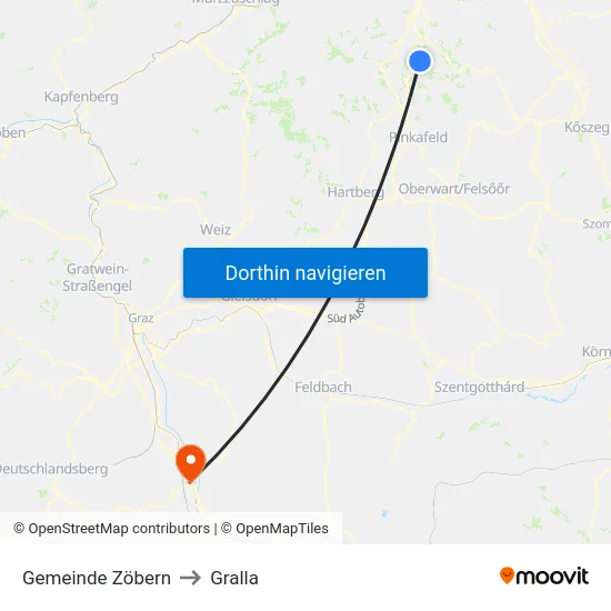 Gemeinde Zöbern to Gralla map