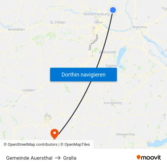 Gemeinde Auersthal to Gralla map