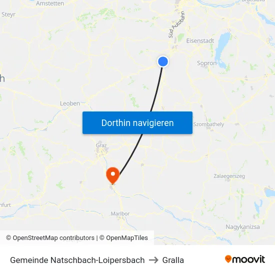 Gemeinde Natschbach-Loipersbach to Gralla map