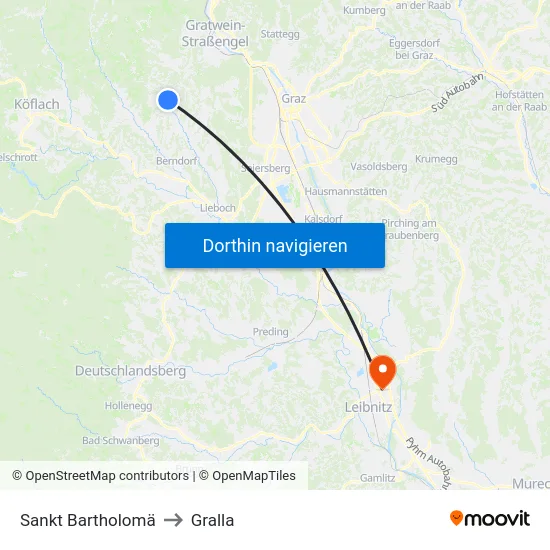 Sankt Bartholomä to Gralla map