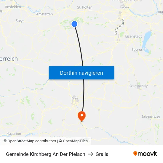 Gemeinde Kirchberg An Der Pielach to Gralla map