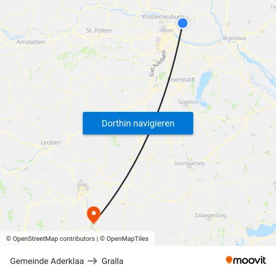 Gemeinde Aderklaa to Gralla map