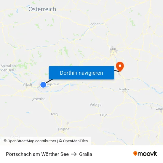 Pörtschach am Wörther See to Gralla map