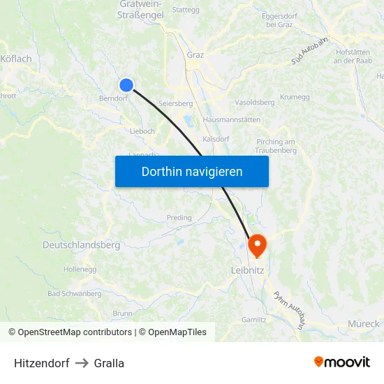 Hitzendorf to Gralla map