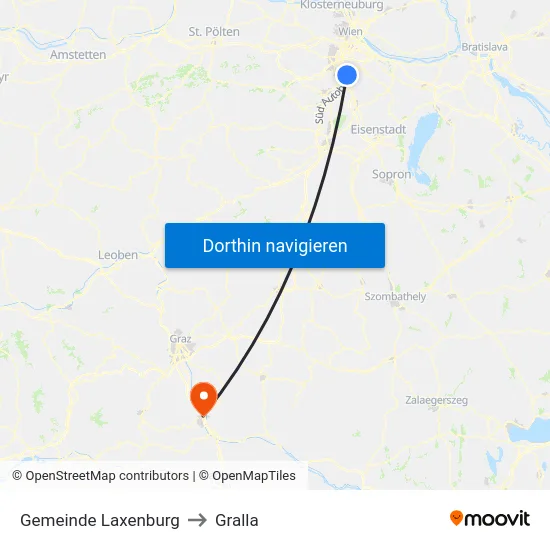 Gemeinde Laxenburg to Gralla map