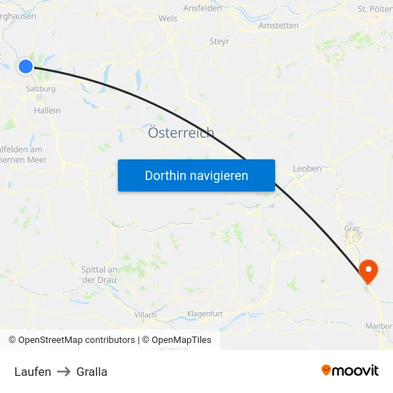 Laufen to Gralla map