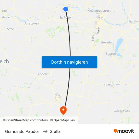 Gemeinde Paudorf to Gralla map