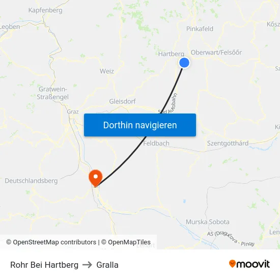 Rohr Bei Hartberg to Gralla map