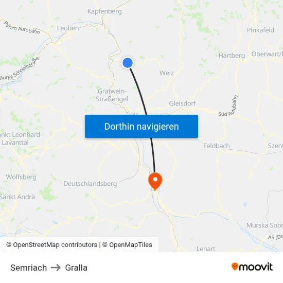 Semriach to Gralla map