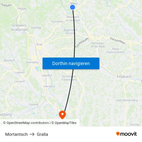 Mortantsch to Gralla map
