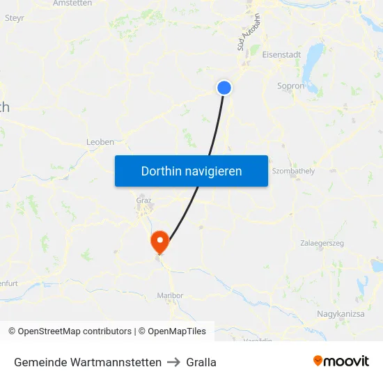 Gemeinde Wartmannstetten to Gralla map