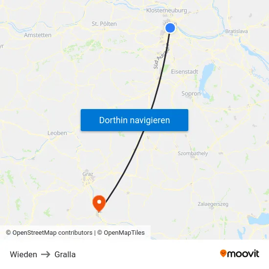 Wieden to Gralla map