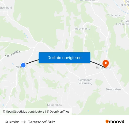 Kukmirn to Gerersdorf-Sulz map