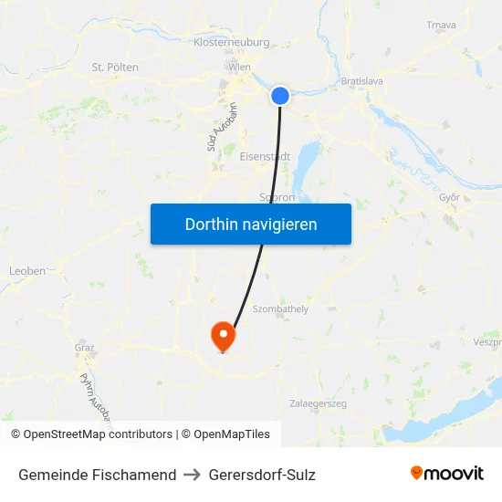Gemeinde Fischamend to Gerersdorf-Sulz map