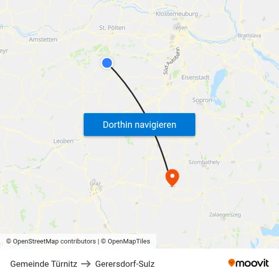 Gemeinde Türnitz to Gerersdorf-Sulz map