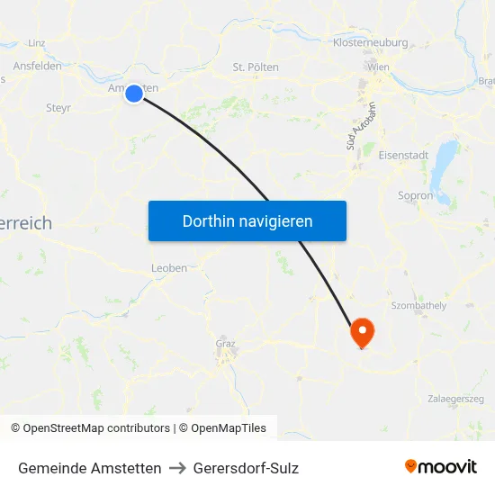 Gemeinde Amstetten to Gerersdorf-Sulz map
