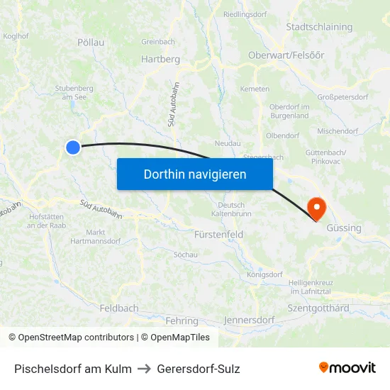 Pischelsdorf am Kulm to Gerersdorf-Sulz map